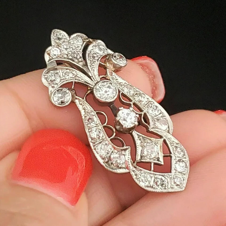 3Ct Round Cut Edwardian Diamond Pendant 14K White Gold Over