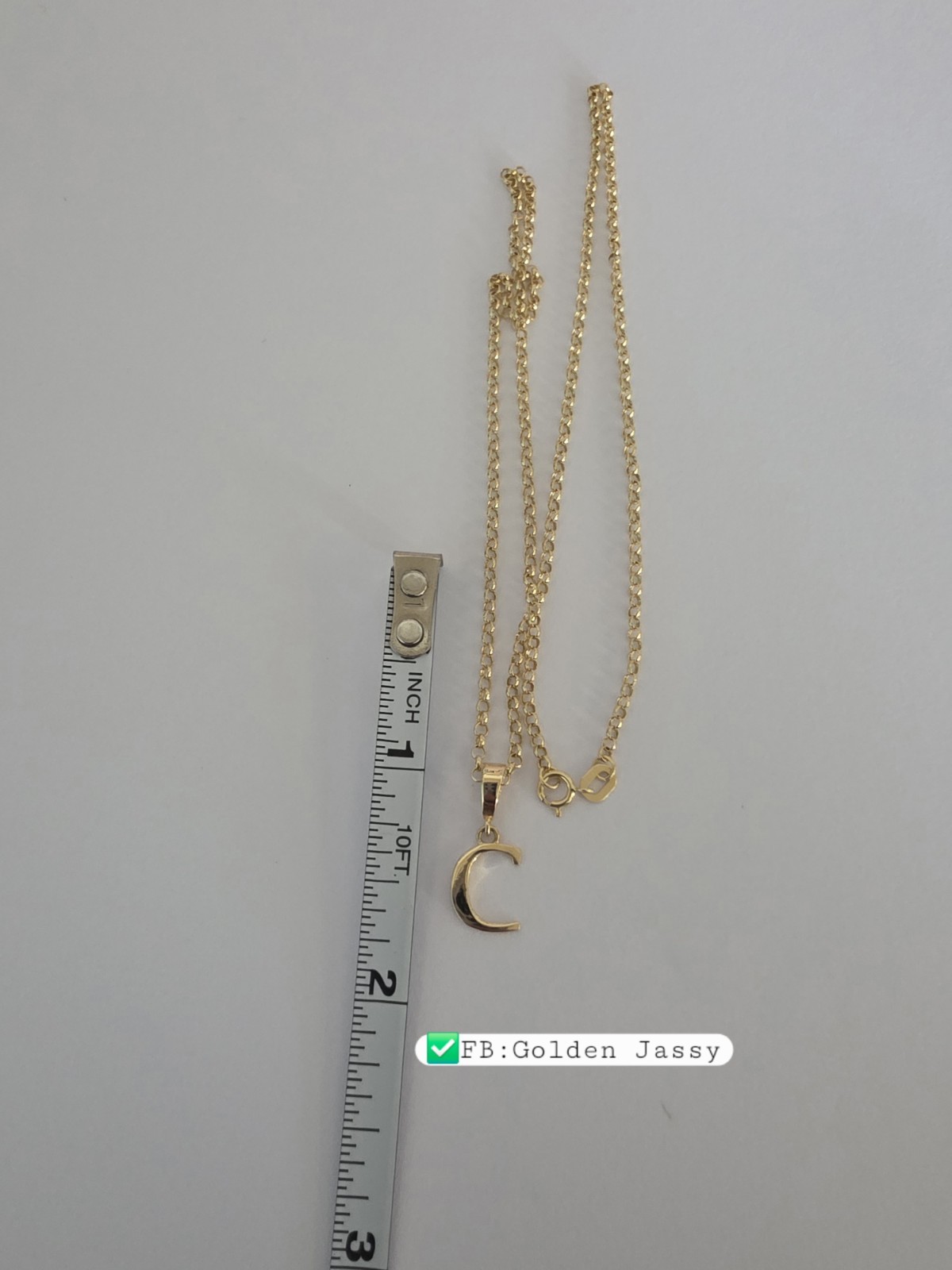 18K Real Gold C Necklace 17″long