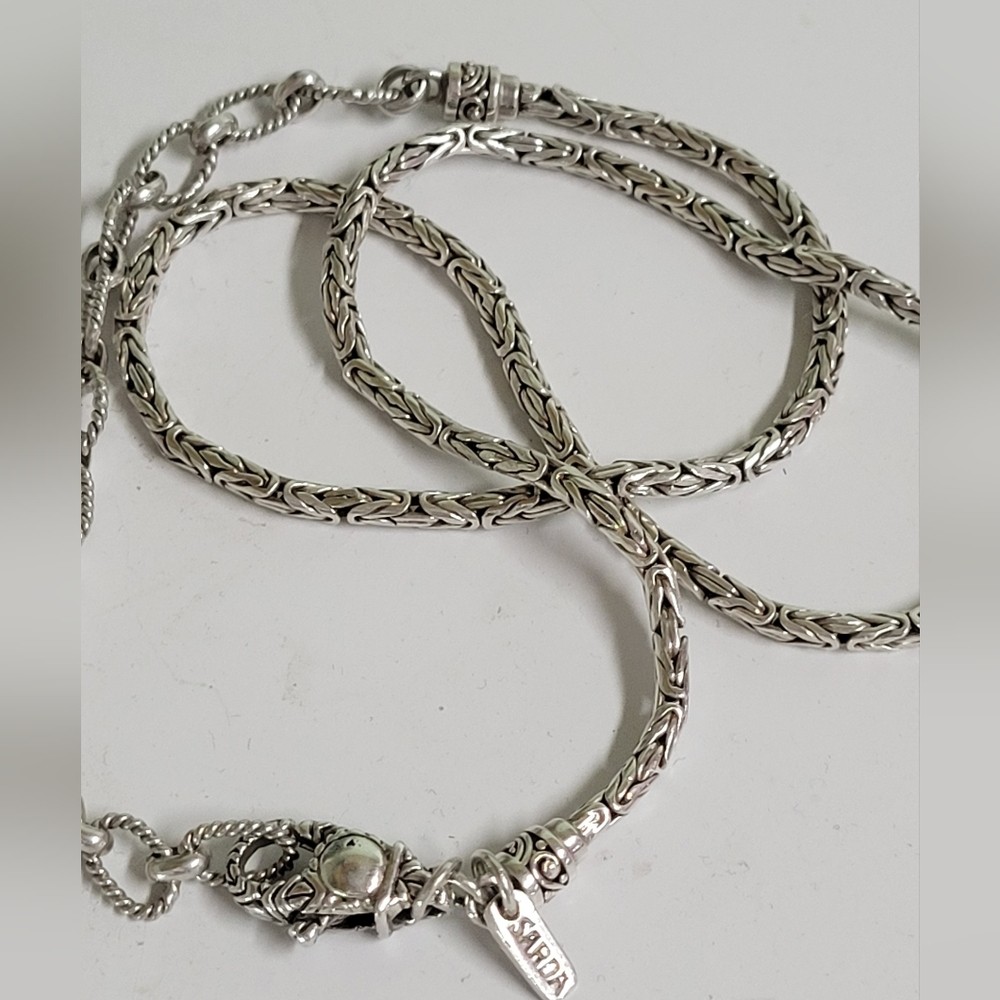 VINTAGE SARDA STERLING SILVER 20.5″+ NECKLACE 925 23.5g Large Sarda 3″ Pendant