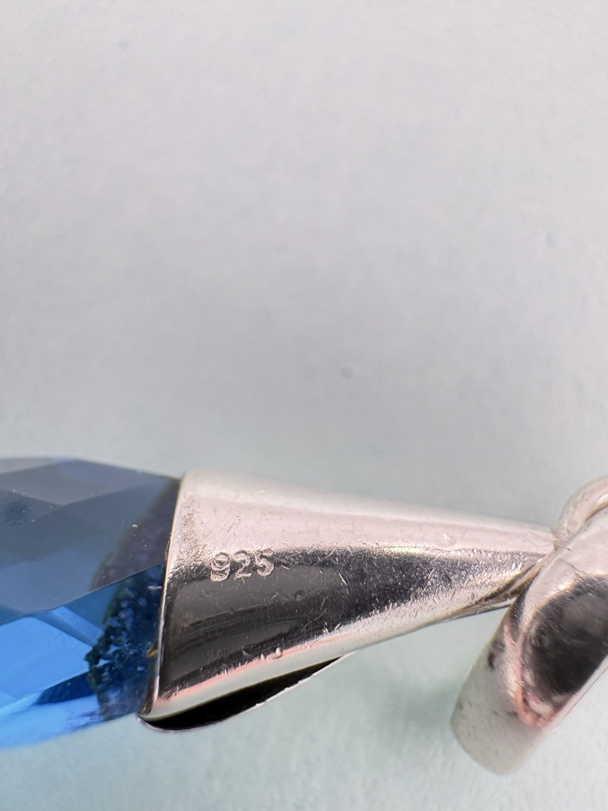 925 Sterling Silver 6CT Genuine Sapphire Gemstone Teardrop Pendant-Pendant Only