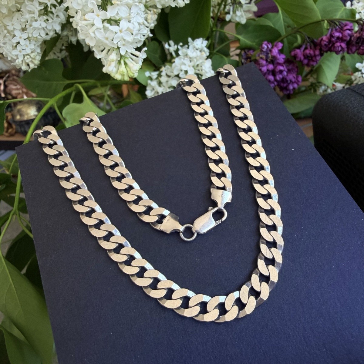 Vintage 925 Sterling Silver Cuban Curb Chain Necklace 8mm Heavy 57.2g