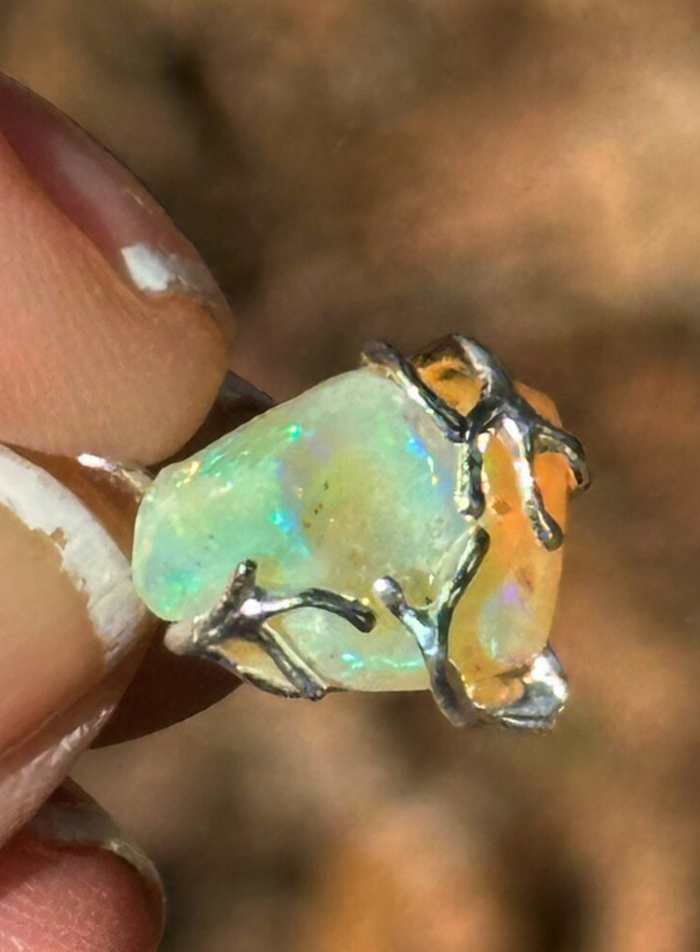 Angel Opal Sparkler Silver Necklace