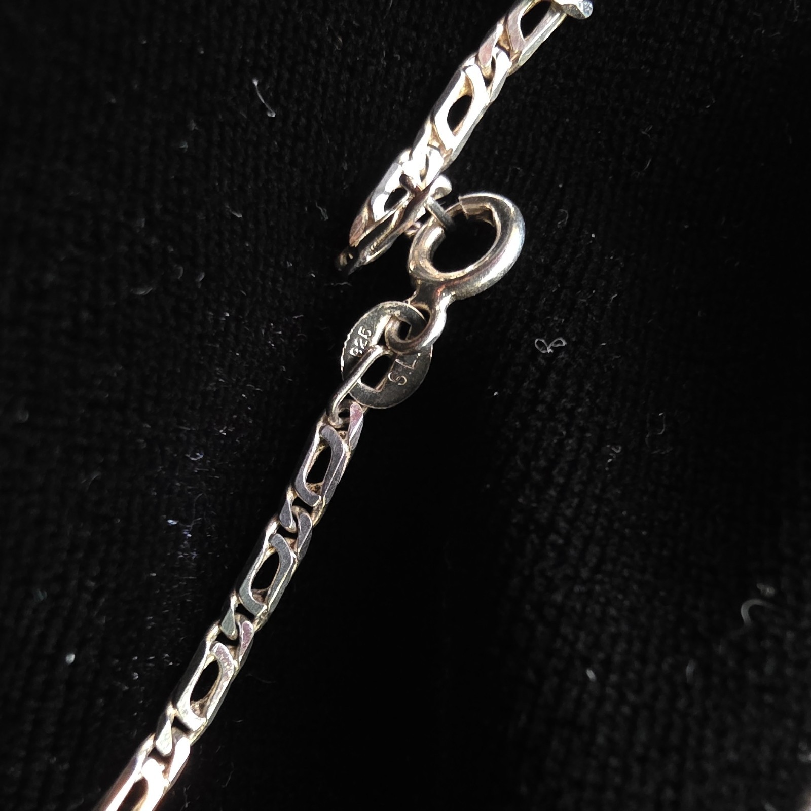 Sterling Silver Oval Abalone Pendant Necklace 18in Bar Link Chain
