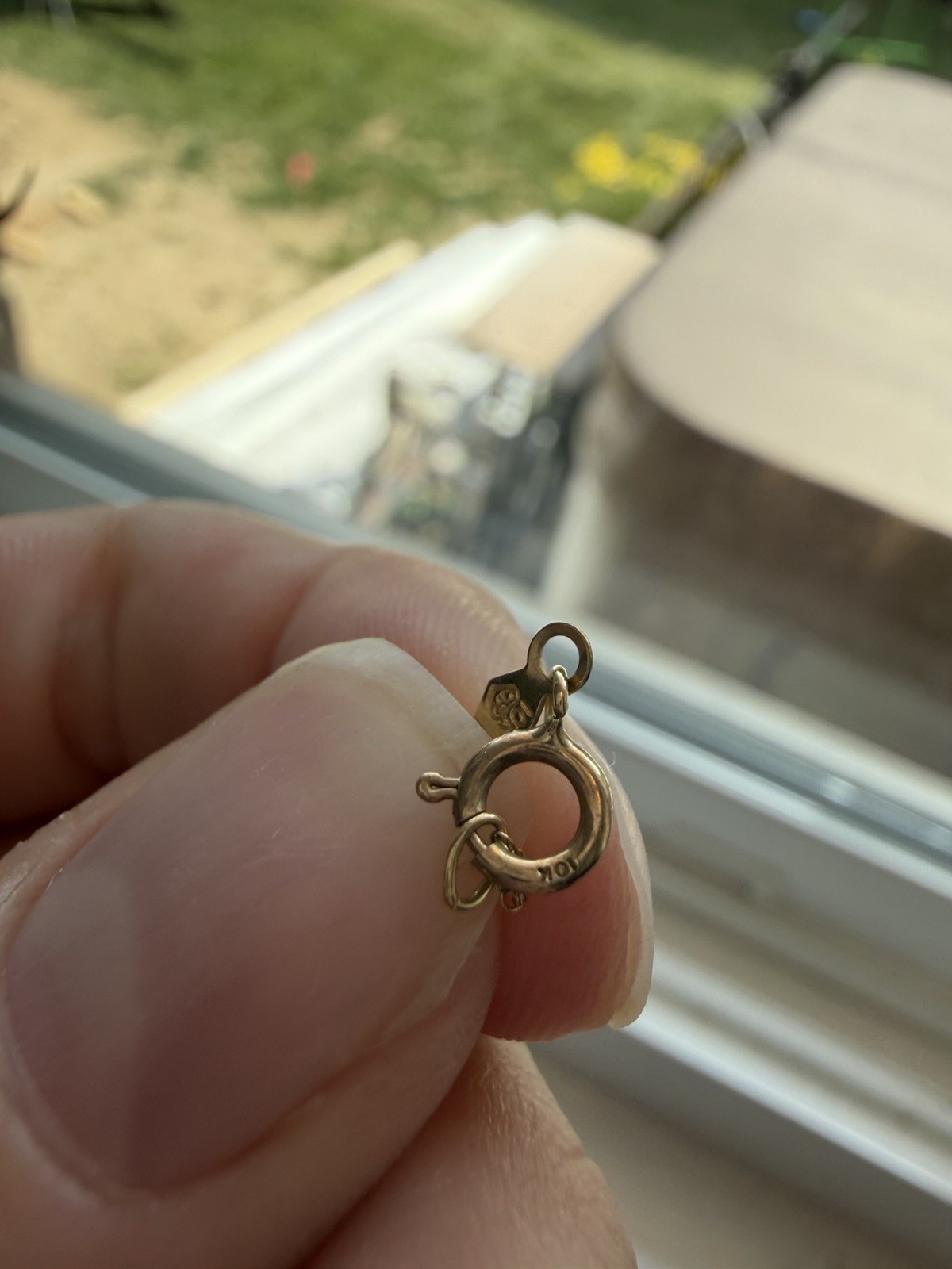 Vintage 10k Yellow Gold Emerald and Diamond Pendant with 10k Necklace