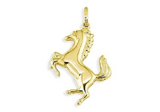 14k Yellow Gold Puffy Small Wild Prancing Horse Stallion Pendant F1 racing
