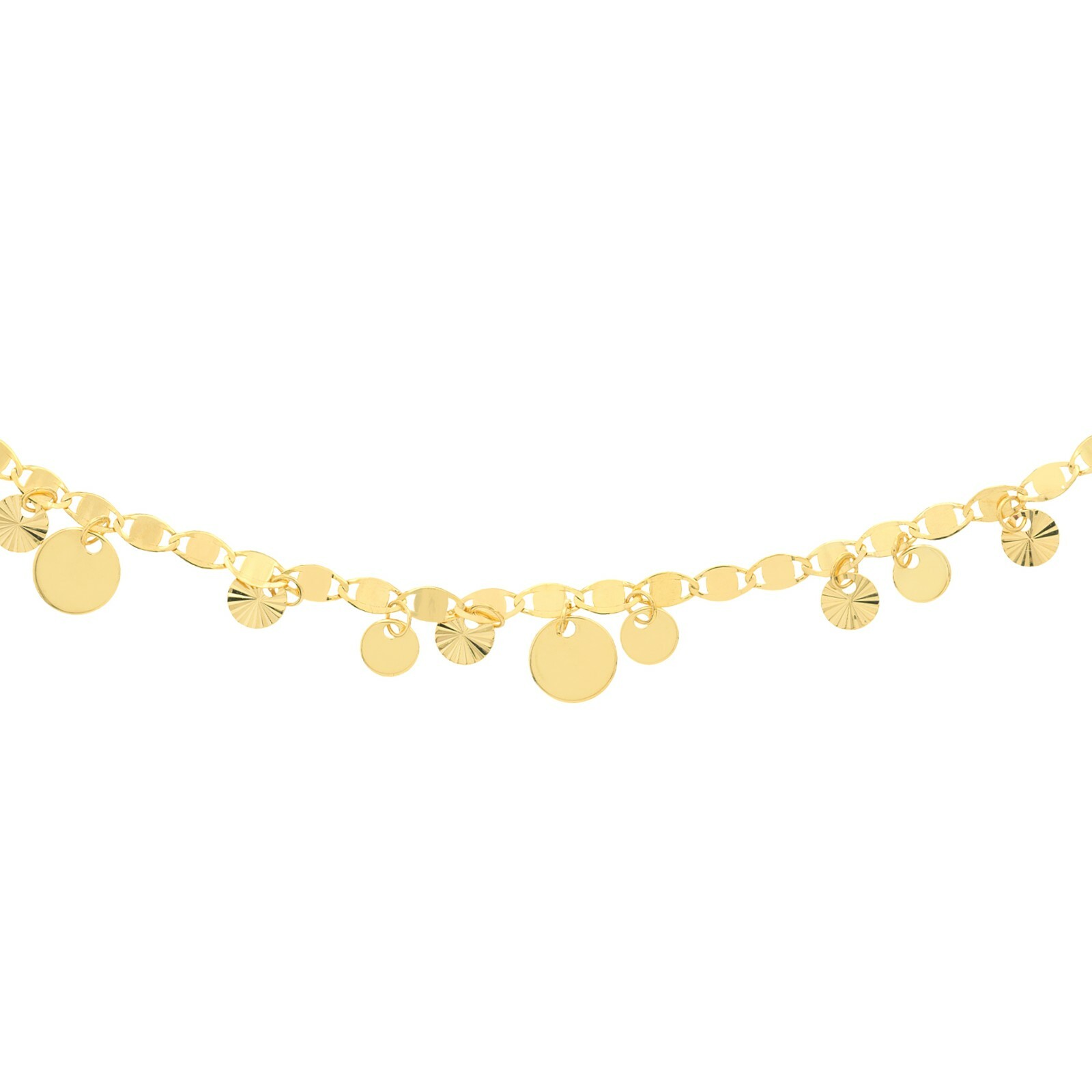 Multi Disc Charm Choker Valentino Chain Necklace Women Solid 14K Real Gold