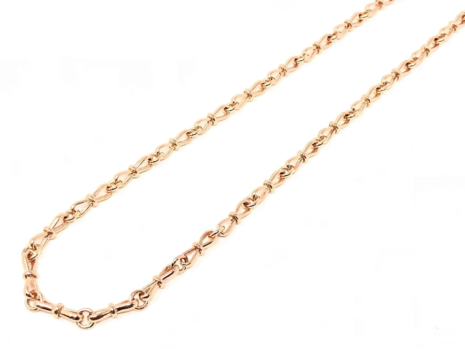 14k Rose Gold Solid Handmade Bow Fashion Link Chain Necklace 22″ 3.5mm 23.5grams