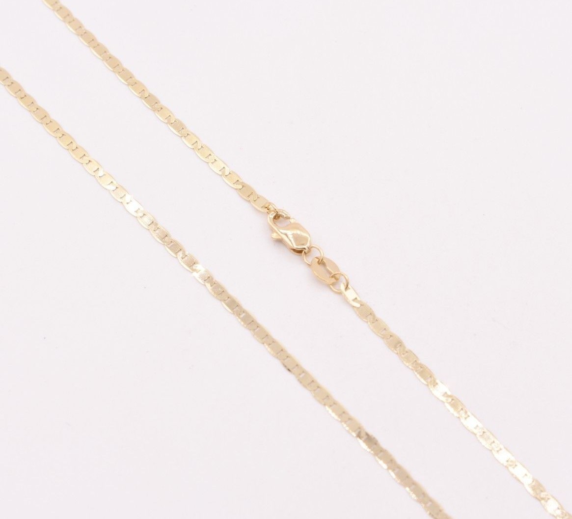 1.7mm Mariner Anchor Link Chain Necklace Real Solid 10K Yellow Gold