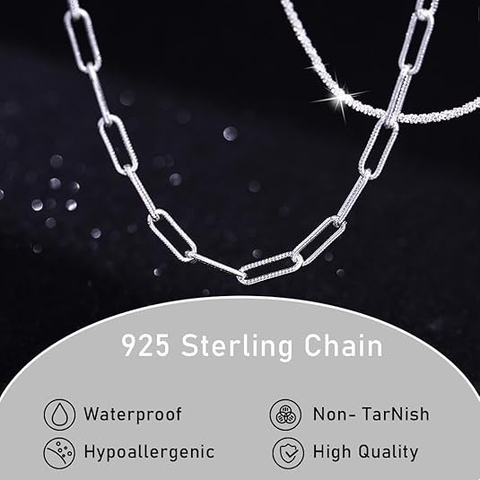 Yalice 925 Sterling Silver Sparkly Necklace Layered Dainty Chain Necklace…