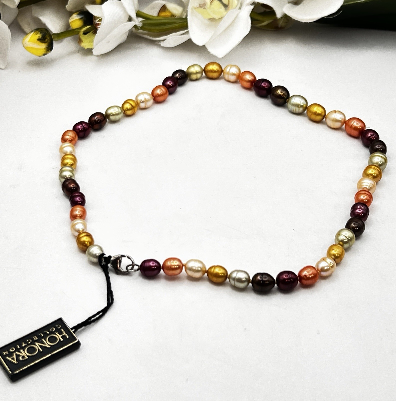 HONORA Cultured Pearl Necklace Multi Color Strand Earthtones NEW
