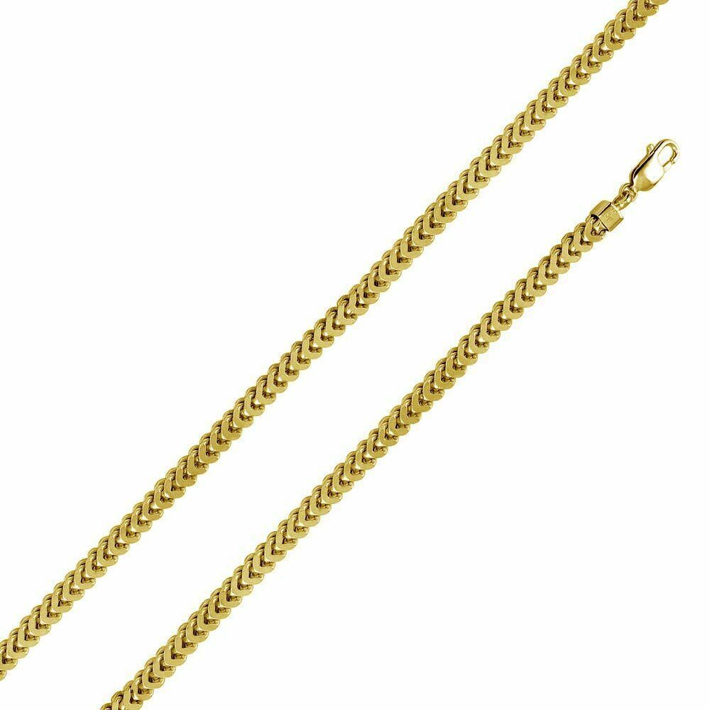 14k Yellow Gold Plated Over 925 Sterling Silver 2.5mm Franco Chain 30”