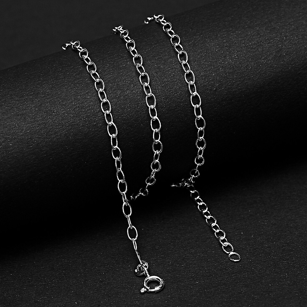 18″ Sterling Silver Rolo Chain Necklace – Strong, Shiny Oval Link Design DGC1023