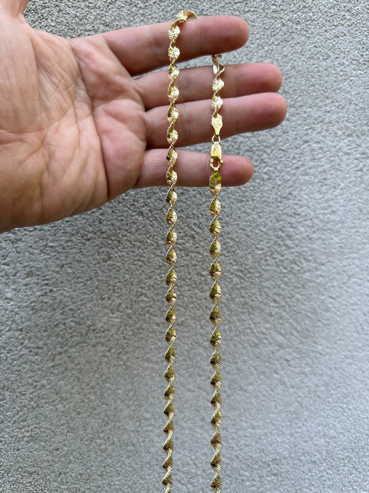 Real 14k Yellow Gold Vermeil 925 Silver 6mm Loose Singapore Rope Chain Necklace