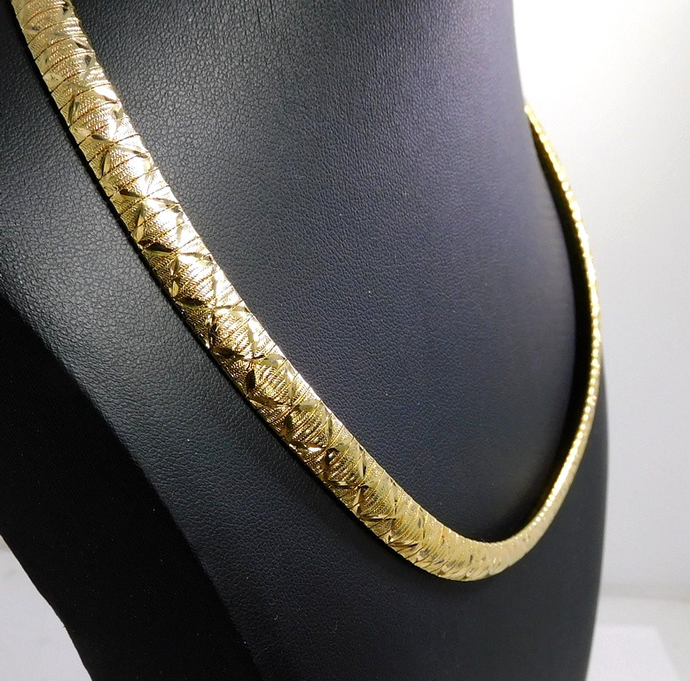 925 Sterling Silver Vermeil Diamond Cut Sparkle Necklace Milor Italy ~ 18″