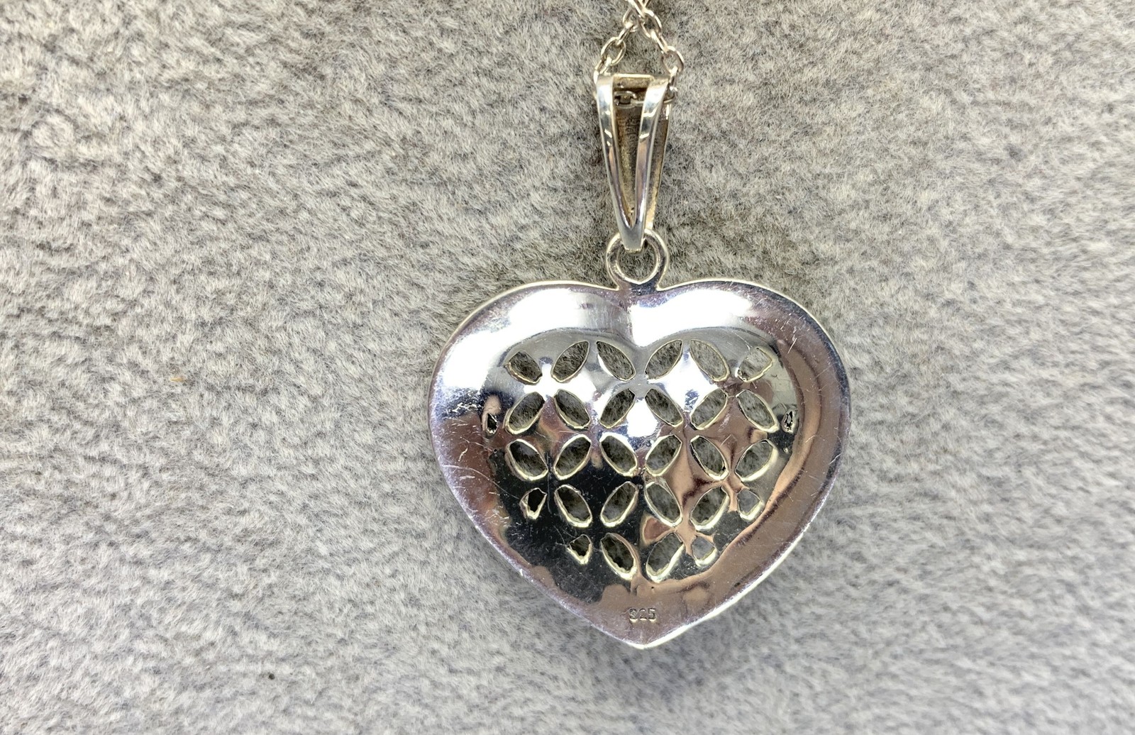 Sterling Silver, Marcasite Heart Pendant Necklace
