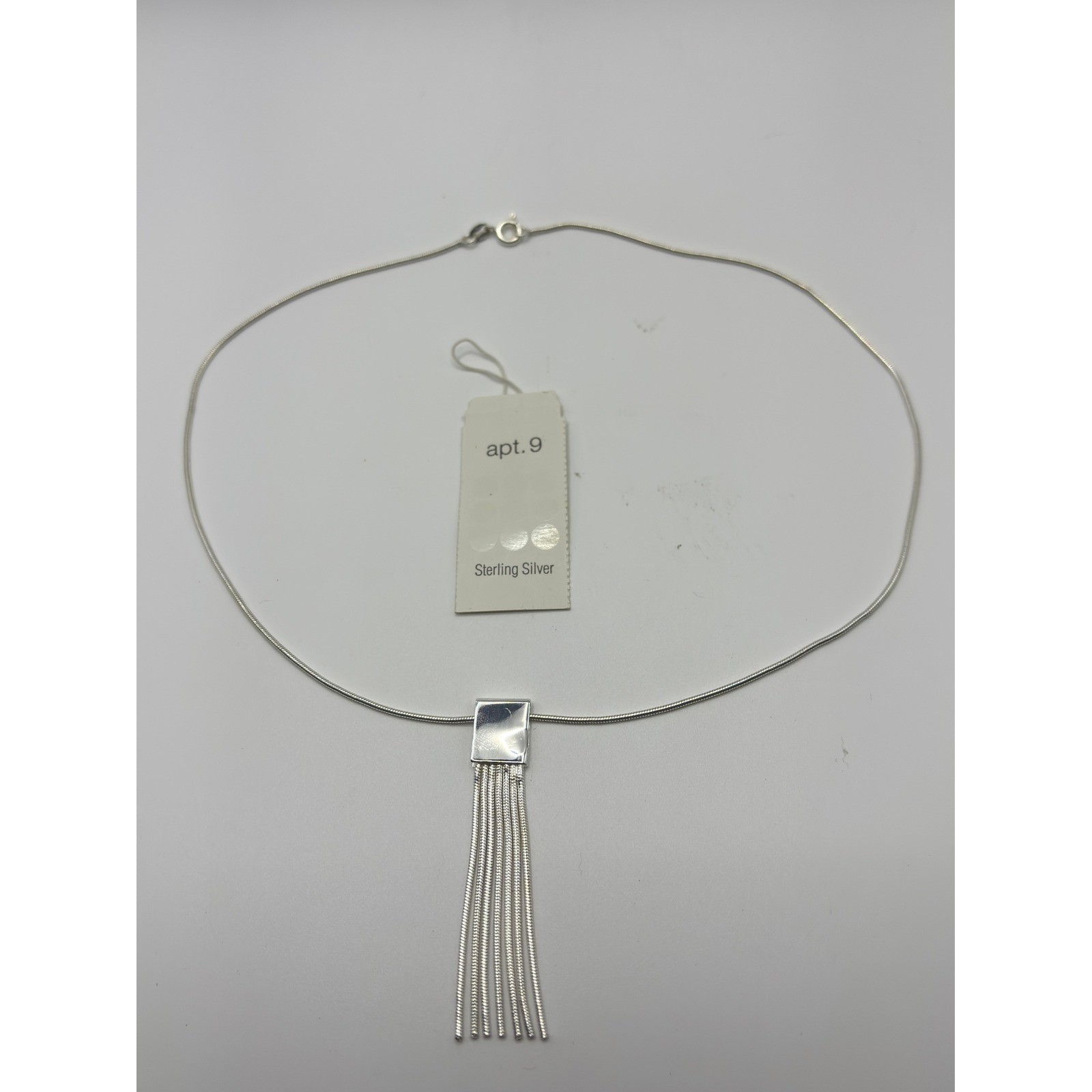 Apt. 9 Sterling Silver 925 Italy Snake Chain Tassel Fringe Necklace 16 Inch