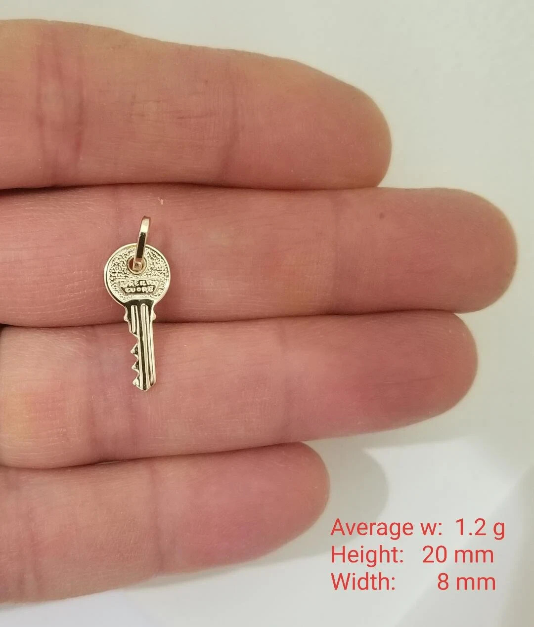 14k Real Solid Yellow Gold 3D Key Llave Charm Pendant