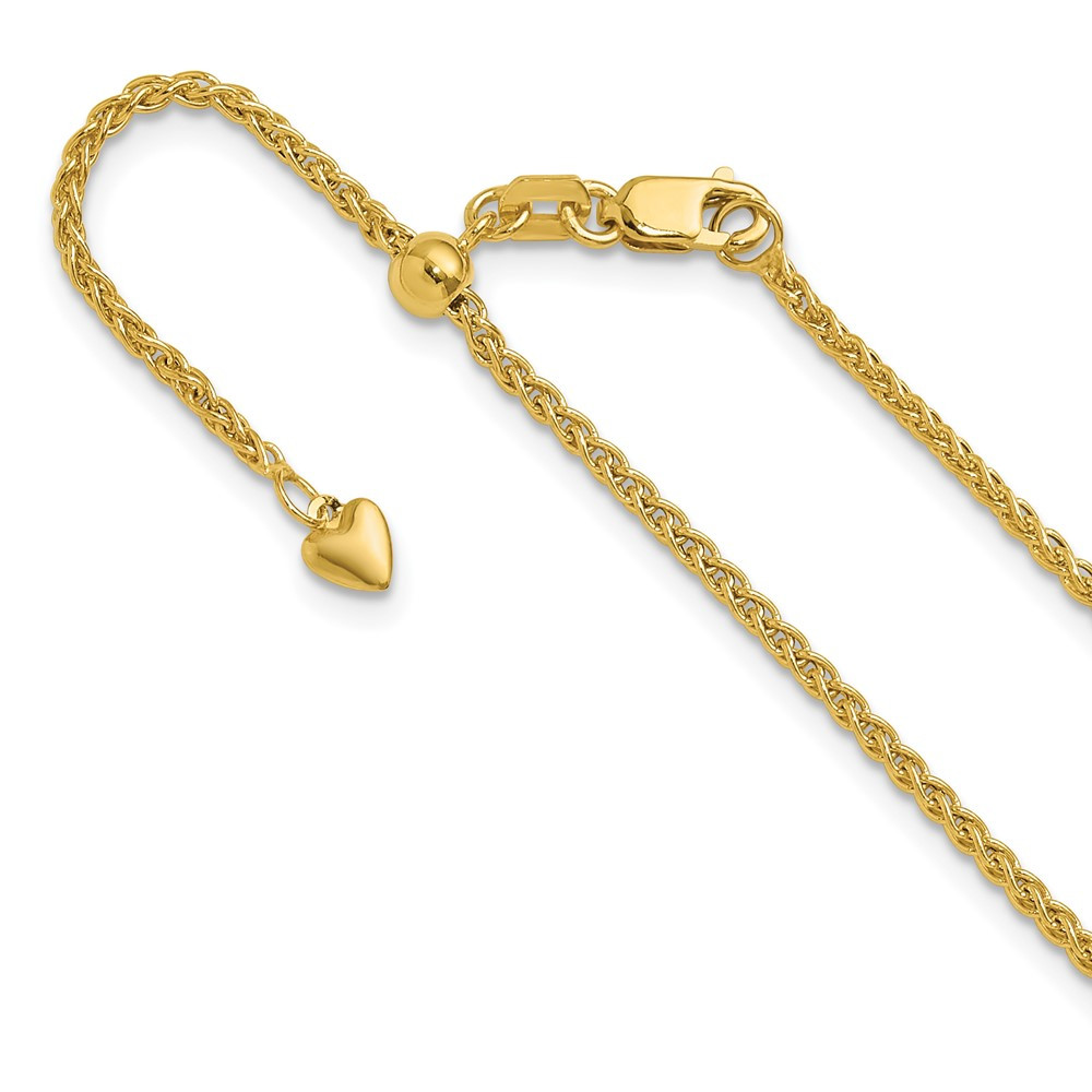 10k Yellow Gold Adjustable 1.6mm Semi Solid Spiga Chain Necklace 22″ 2.86gm