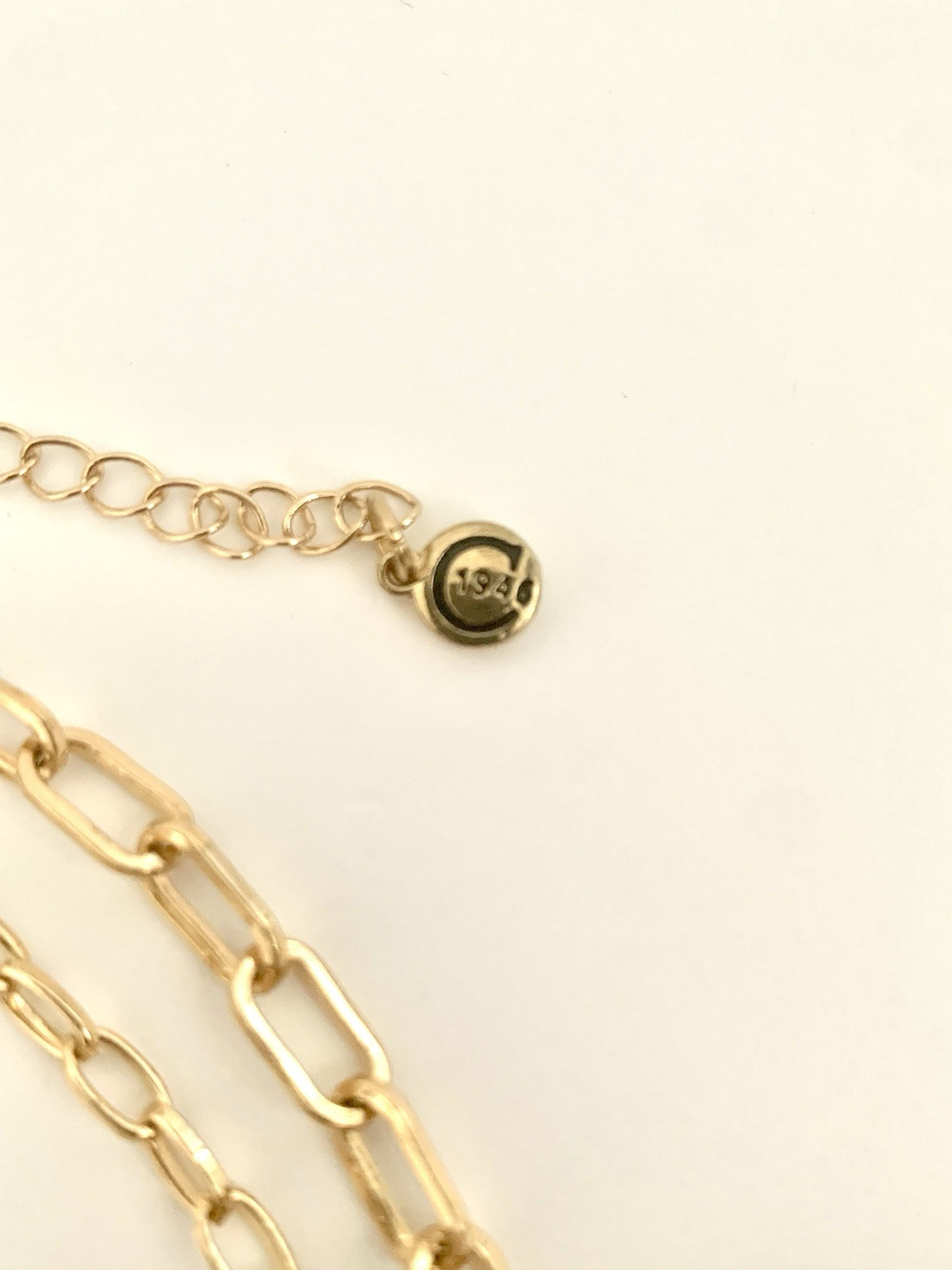 C1946 Gold Tone Double Paper Clip Chain Necklace 21.5” FREE SHIPPING