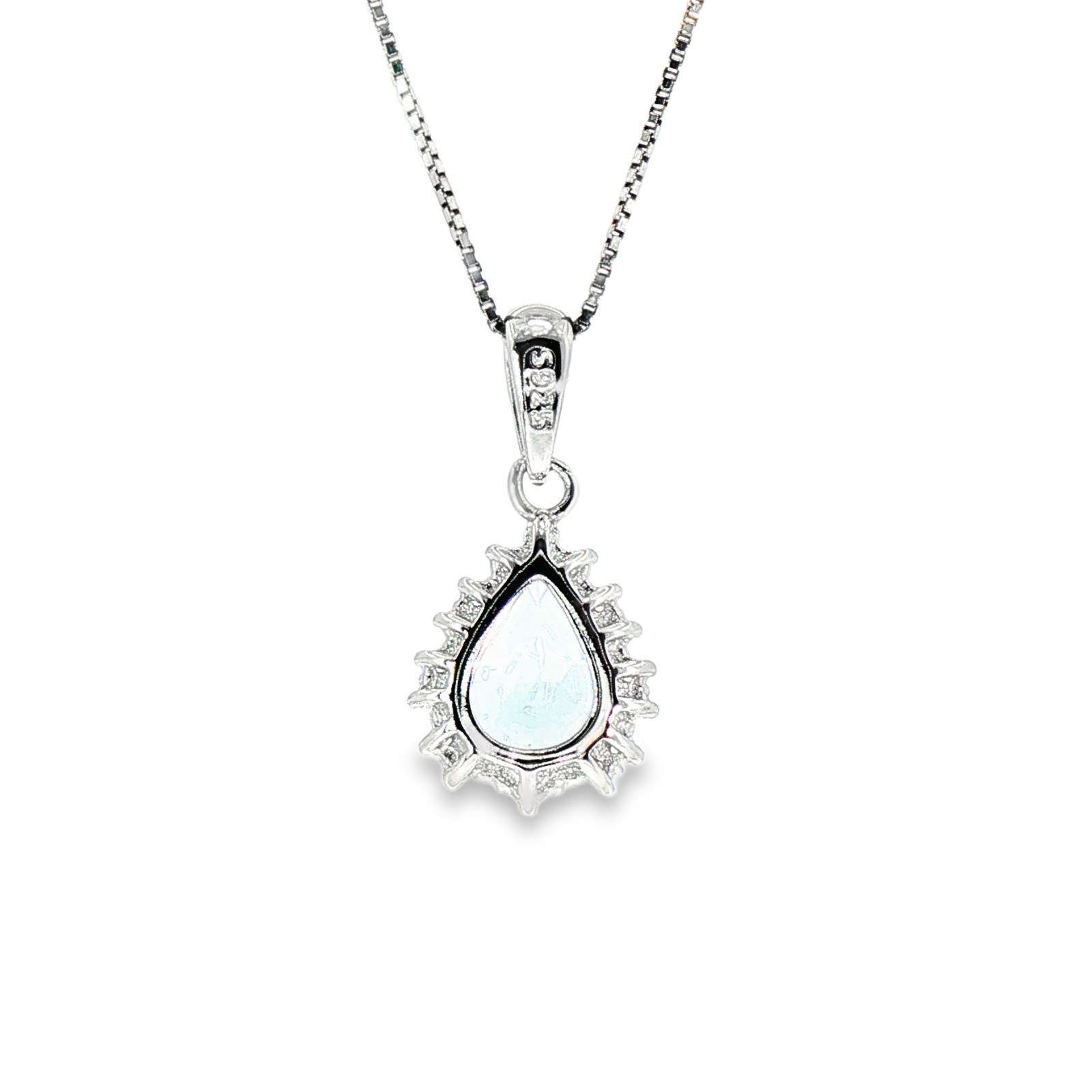 925 Sterling Silver Pendant Sky-Blue Topaz 9x7mm Pears Gemstone Jewelry.