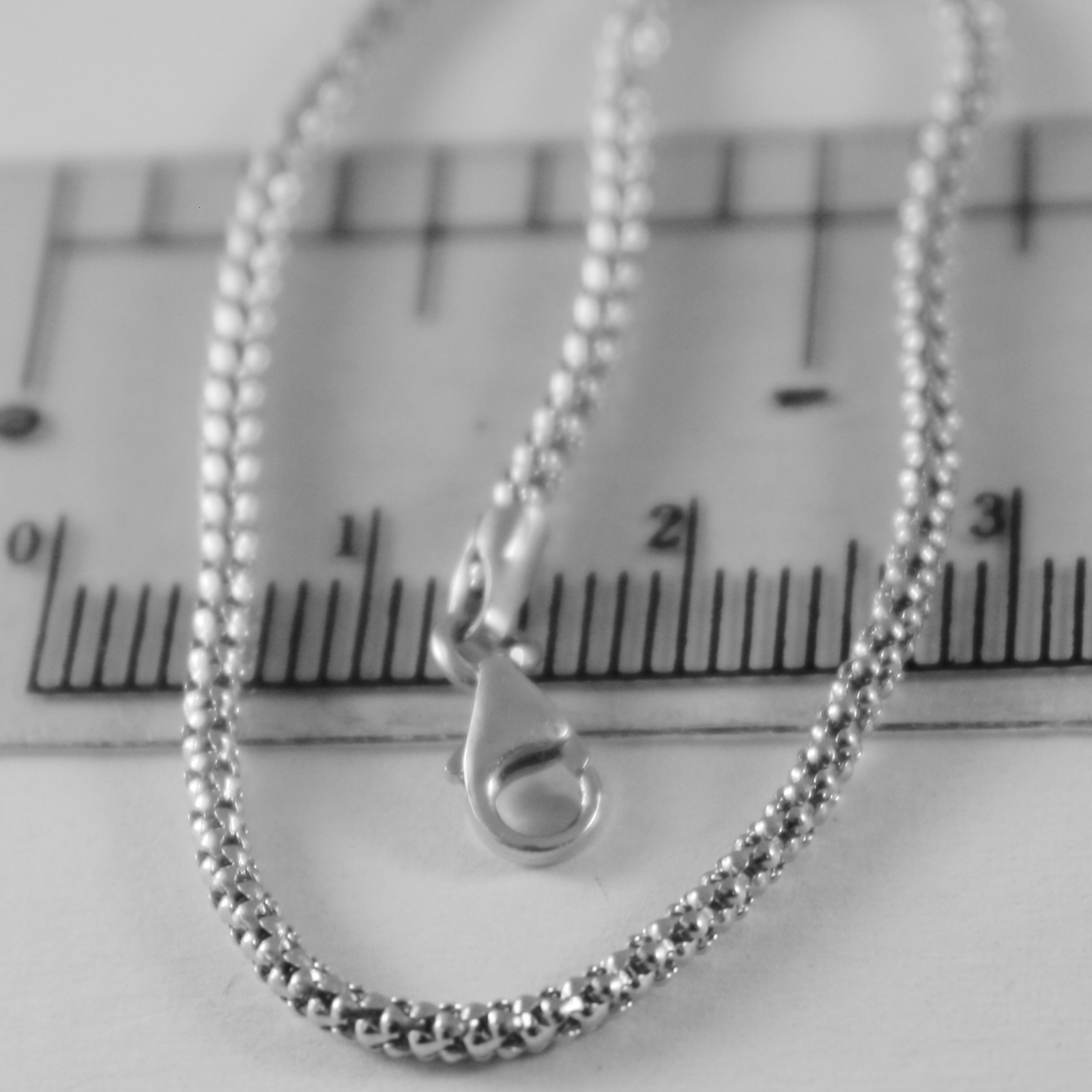 18K WHITE GOLD CHAIN LITTLE BASKET ROUND POPCORN LINK 2 MM WIDTH 15.75 IN