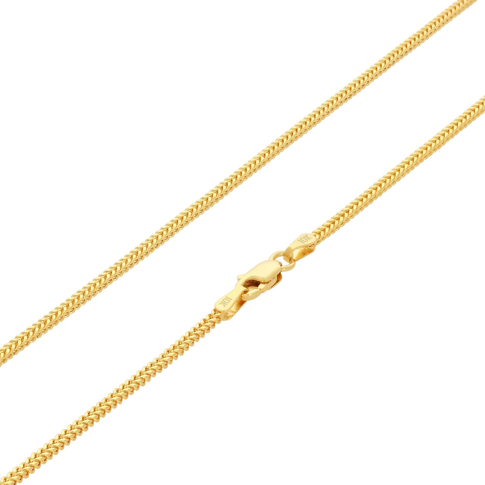10K Yellow Gold Womens 1.5mm Franco Square Box Foxtail Wheat Necklace Chain 18″