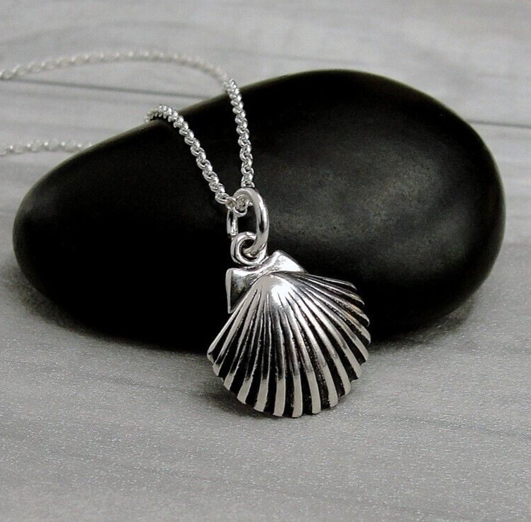 925 Sterling Silver Scallop Seashell Necklace – Ocean Beach Charm Jewelry