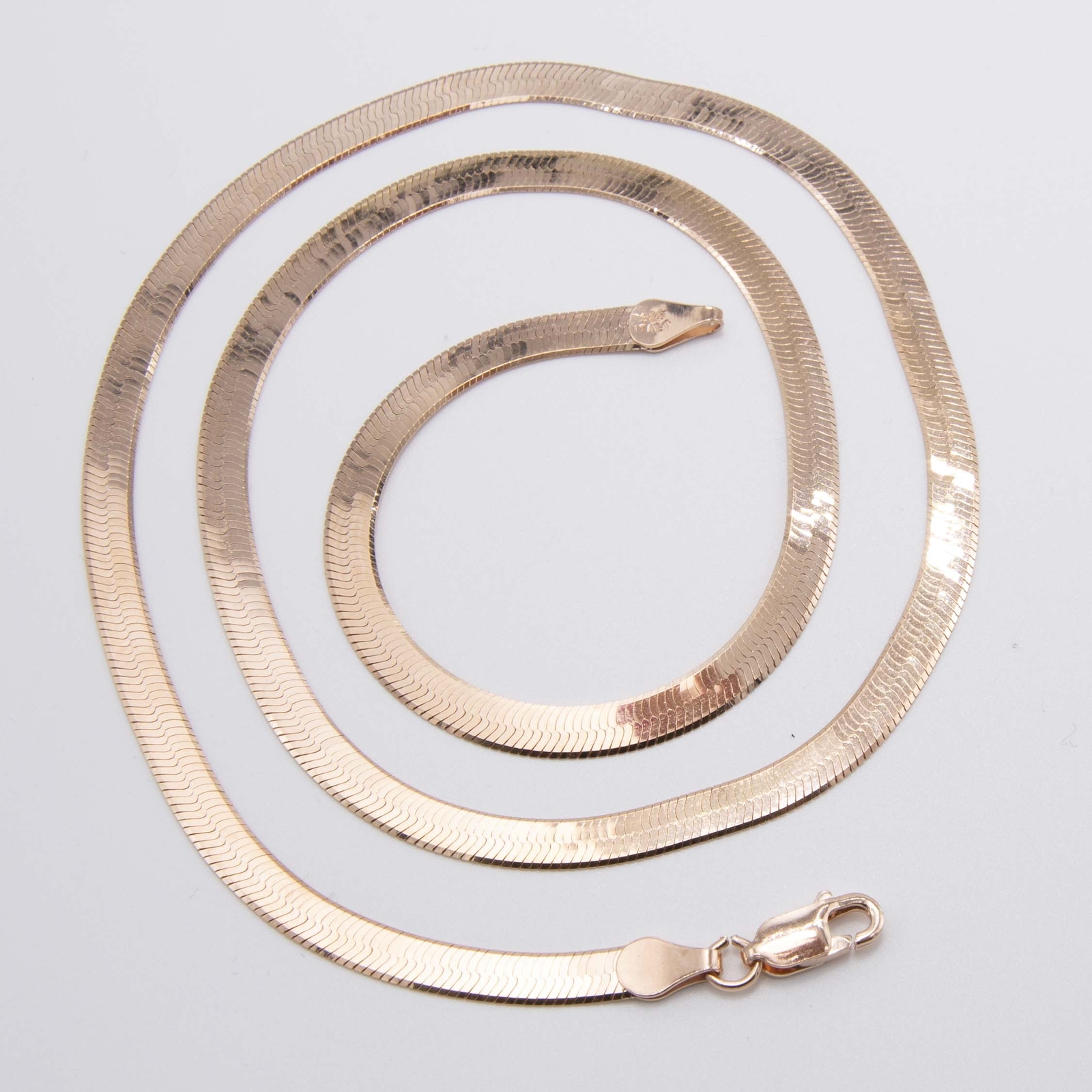 14K Rose Gold-Plated Silver 925 4mm Flexible Herringbone Chain Necklace
