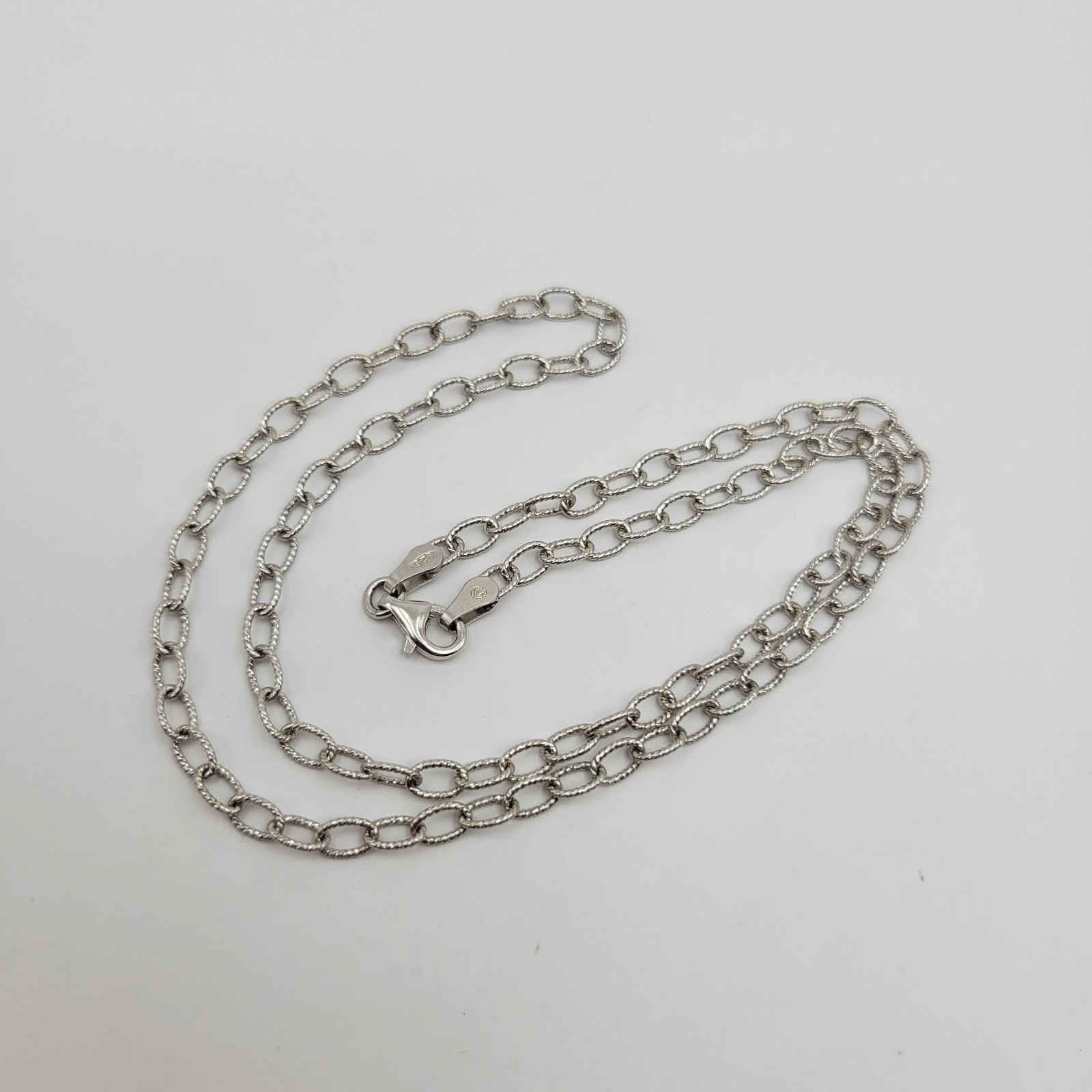QVC Italian Silver Sterling 3.4mm Oval Twist Cable Link Chain Necklace – 18″