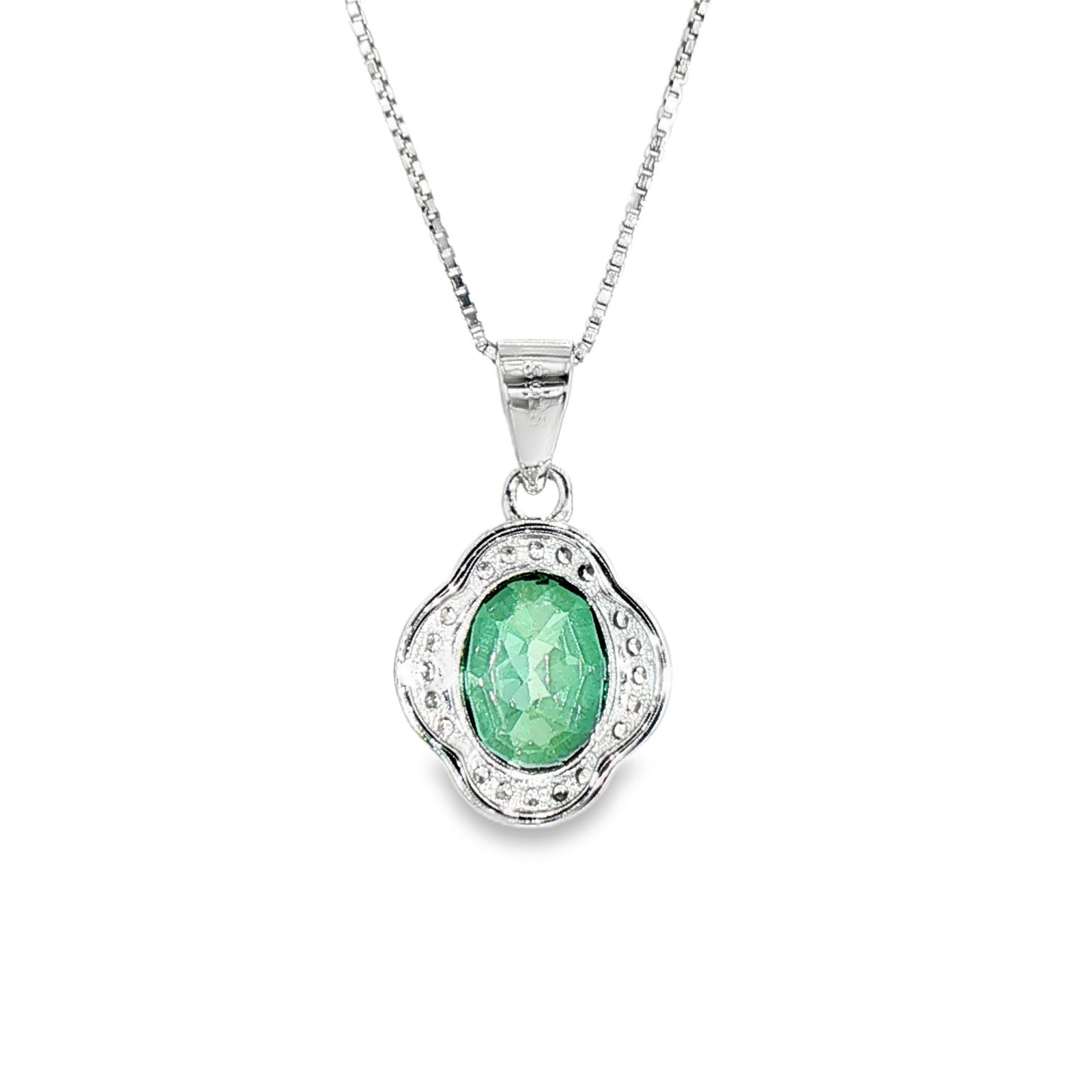 925 Sterling Silver Pendant Oval Green Topaz 9x7mm Natural Gemstone Jewelry.