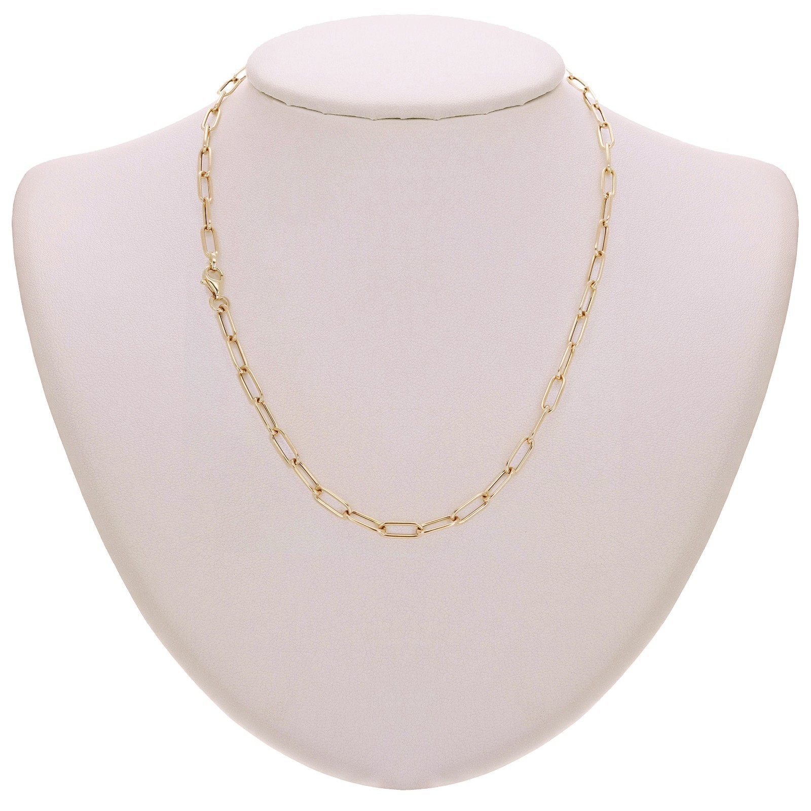 Italian 14k Yellow Gold Hollow Paper Clip Link Chain Necklace 16″ 4mm 4.7 grams