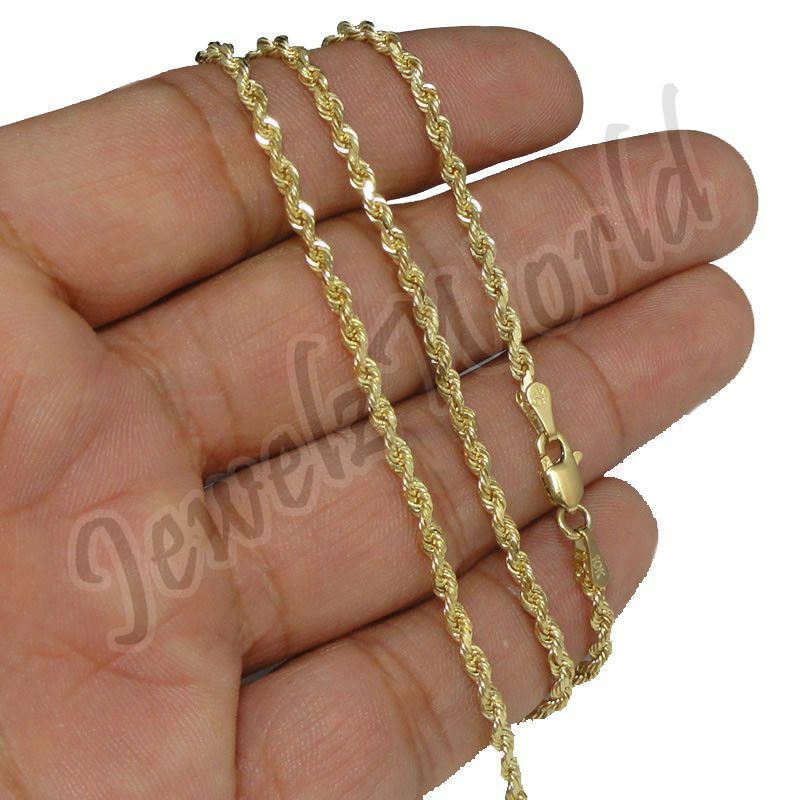 10K Yellow Gold Santa Muerte Grim Reaper Holy Death Pendant & 2.5mm Rope Chain