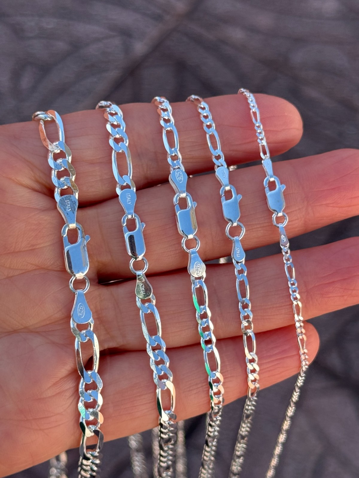 925 Sterling Silver Figaro Chain High Polished