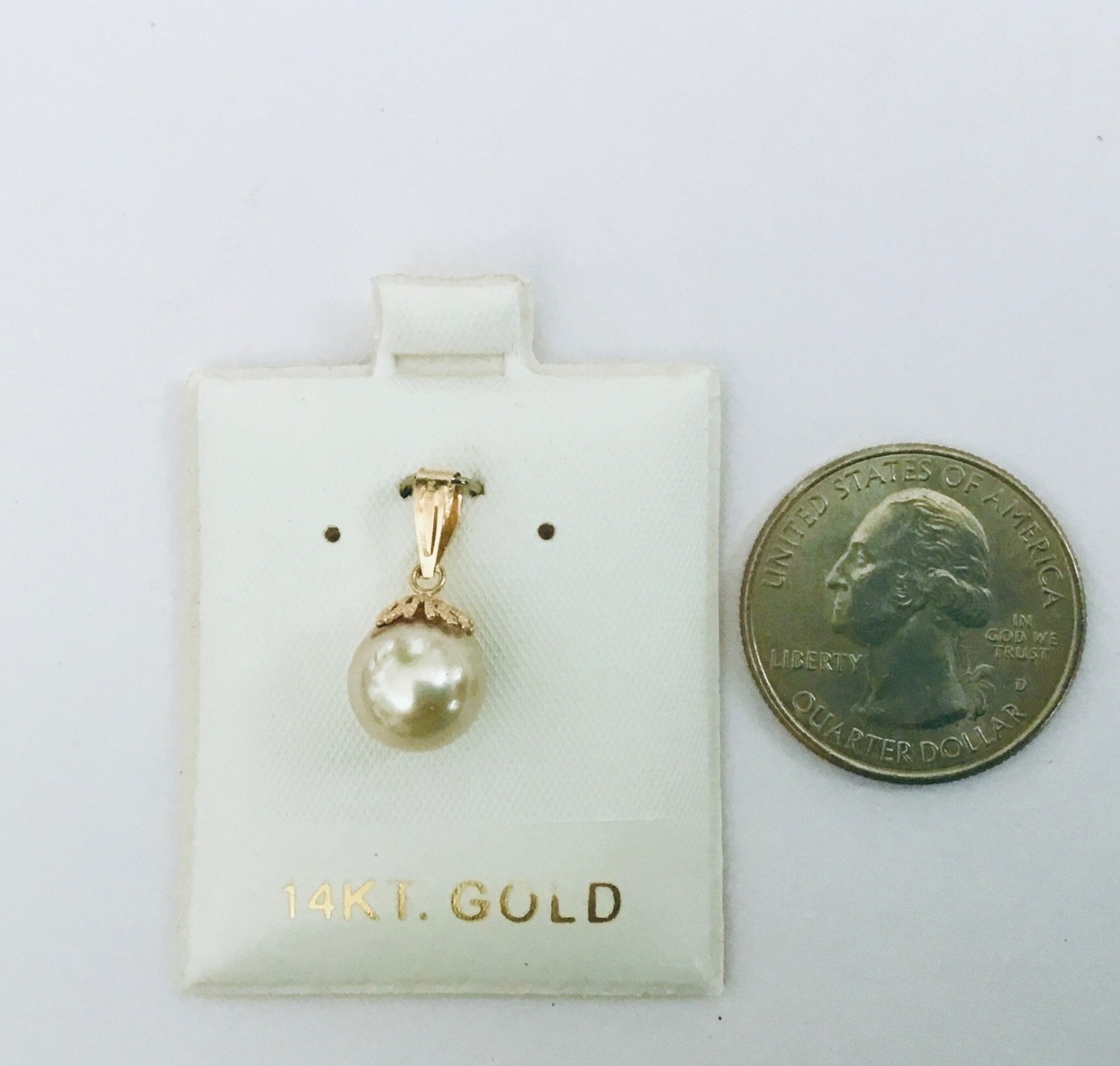 Classic Genuine Champagne 9.1 mm South Sea Pearl 14K Solid Gold Pendants NEW
