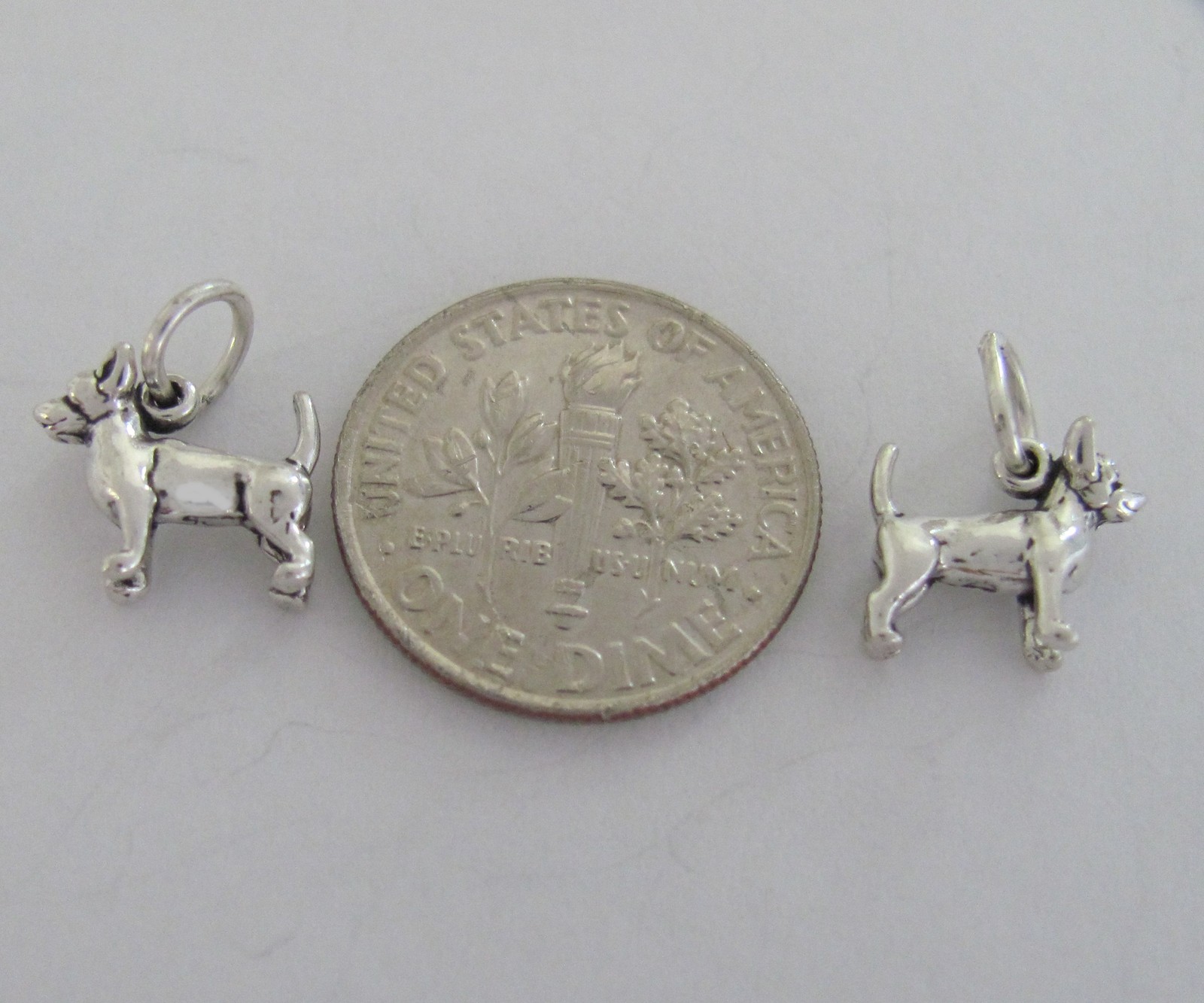 Very small Sterling Silver 3d Chihuahua dog mini tiny charm.