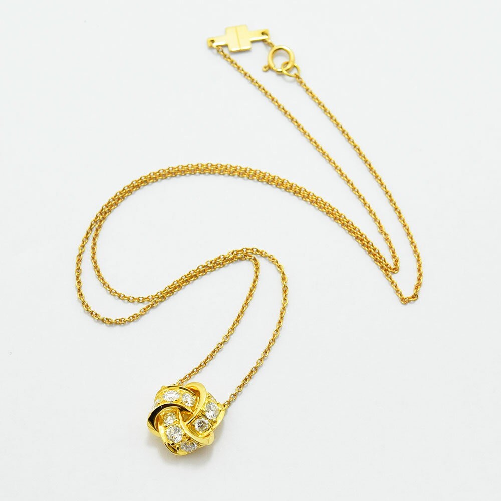 Tiffany & Co. Necklace Diamond Pendant K18 Yellow Gold Chain 40cm 16” Ladies