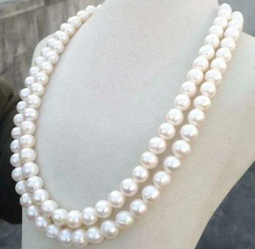 30″36″ Opera Length 9-8 mm Akoya White Pearl Necklace 14k Yellow Gold