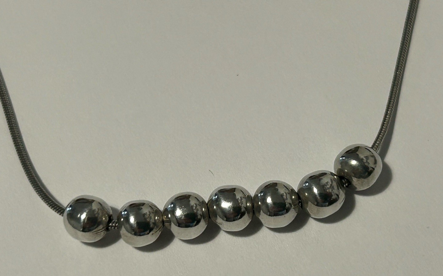 Vintage Sterling Silver Ball Bead 18” Necklace. Italy (7.63g) Full HM.