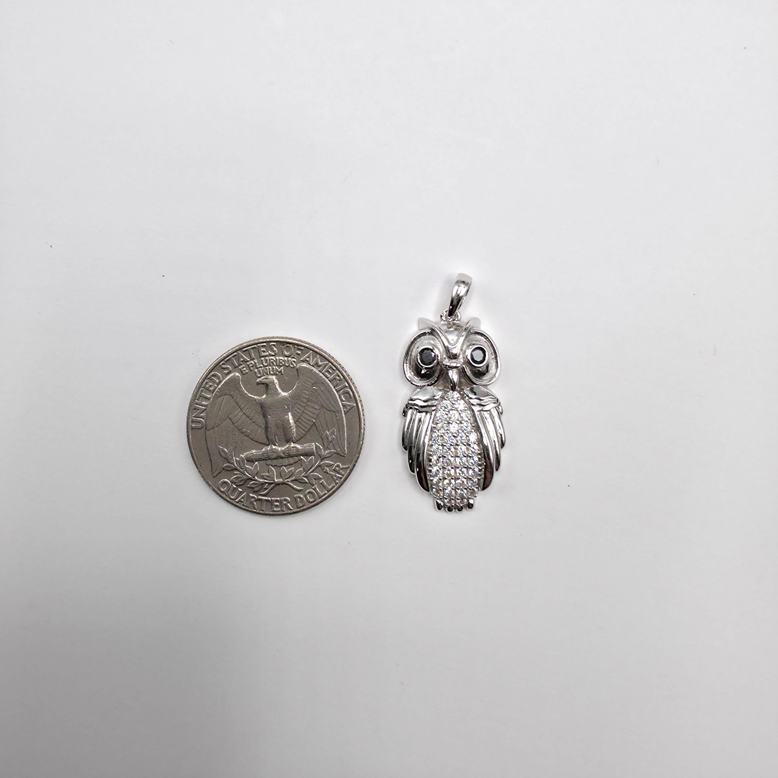 Moissanite Owl Pendant 925 Sterling Silver Cute Animals Bird