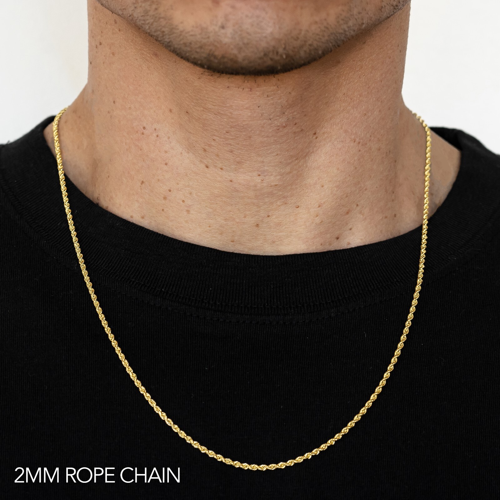 10k Yellow Gold 2mm Rope Chain D/Cut Bracelet Size 7″-9″ Hollow