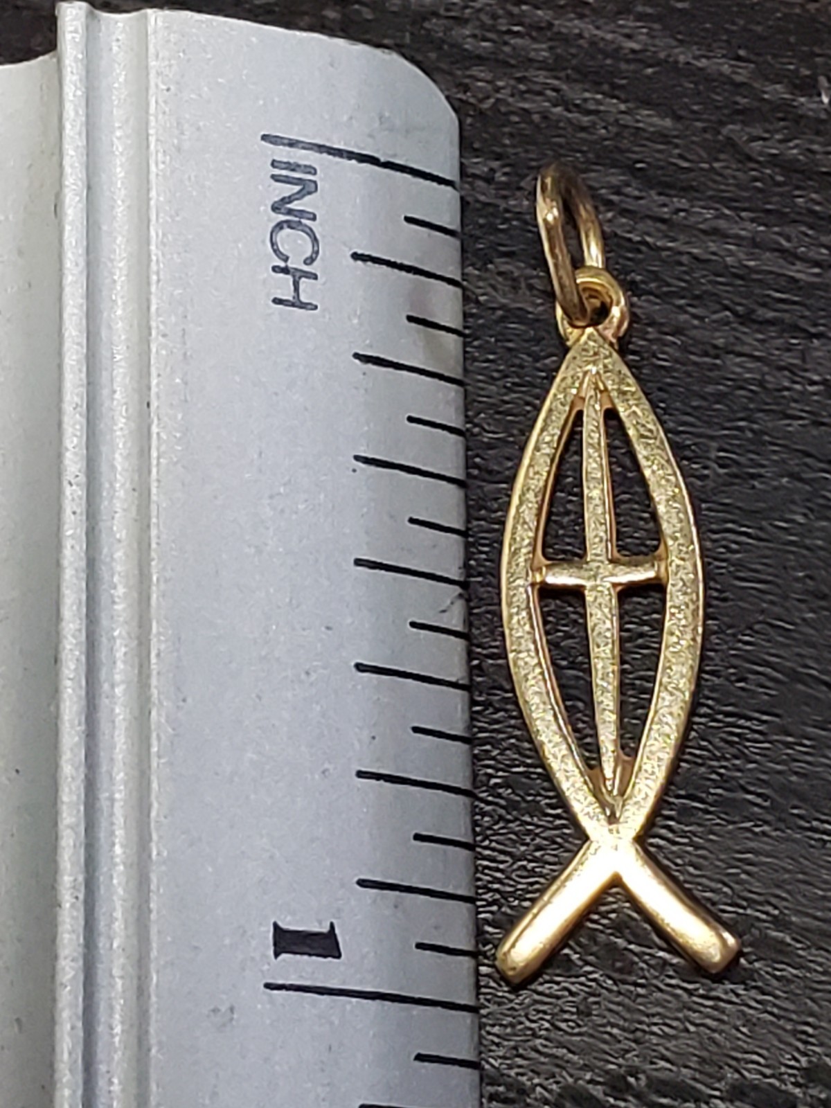 14 Karat Yellow Gold Ichthus With Cross Pendant