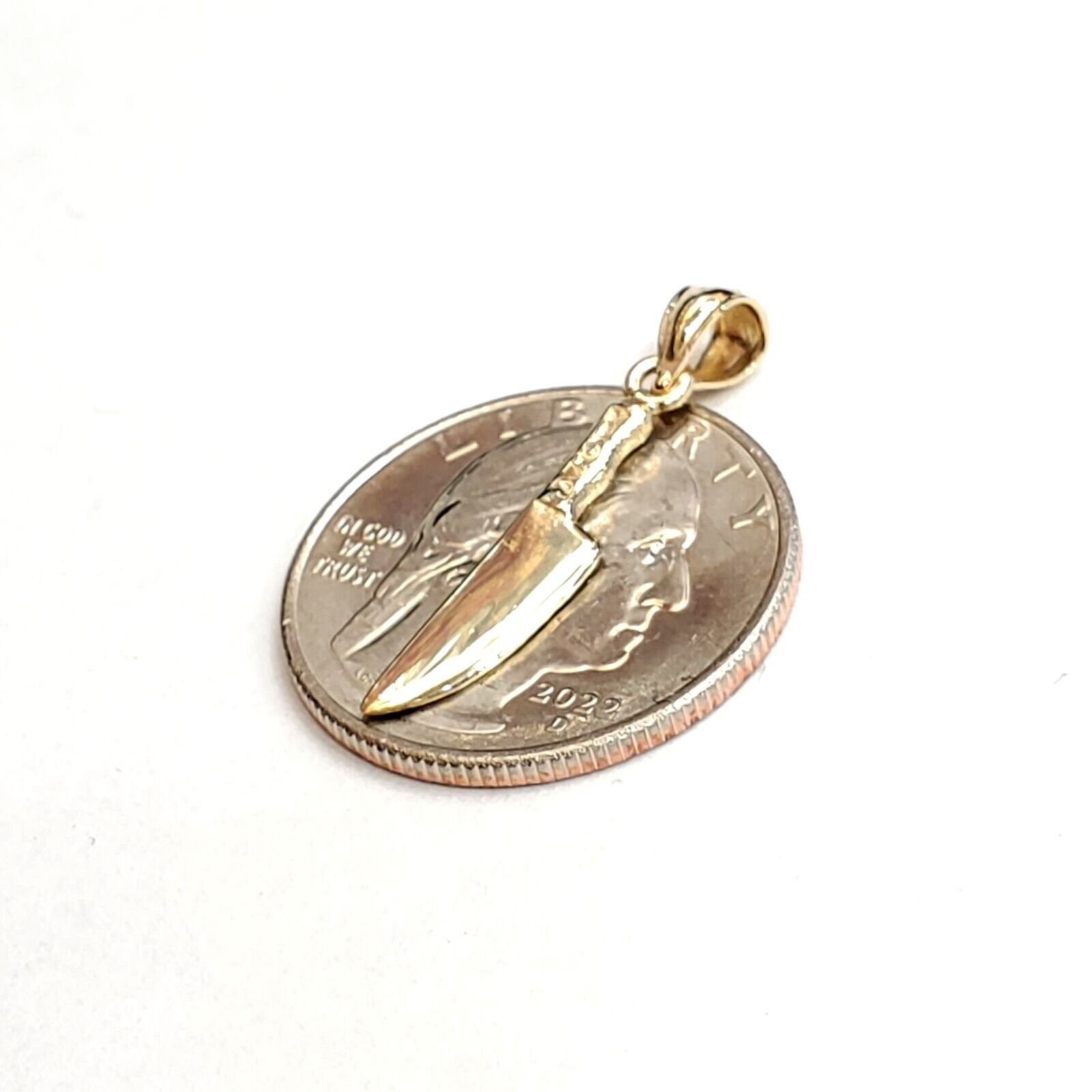 14k yellow Gold solid 3D kitchen utensil knife Pendant charm fine jewelry 1.1g
