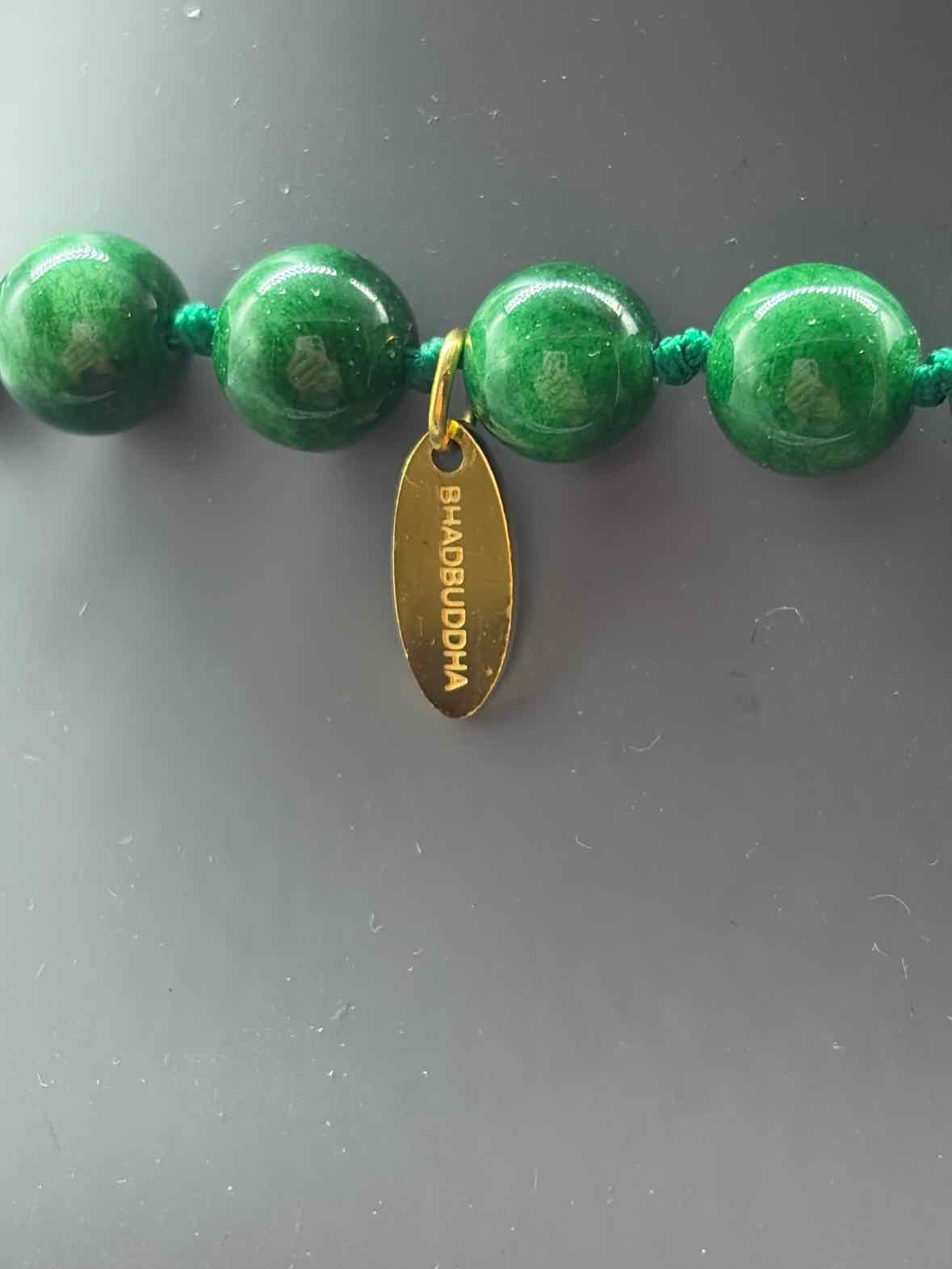 Pre-Owned Bhadbuddha Gold and Green Tassel Beaded Necklace