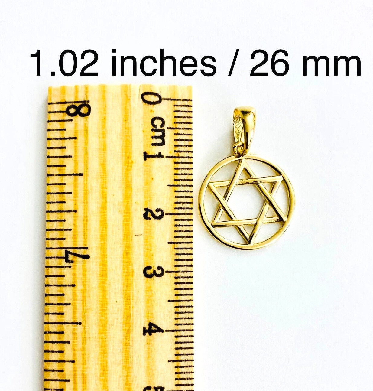 14k Solid Gold Star of David Pendant, 14K Real Solid Gold Star of David- T037