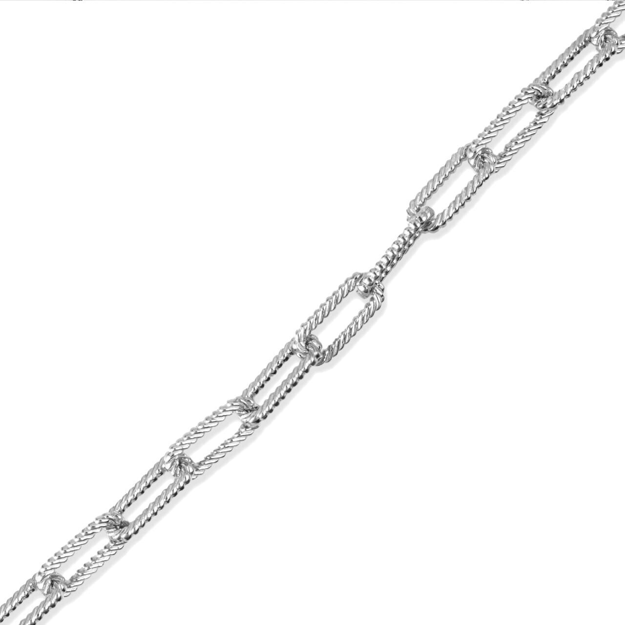 Gold Textured Paperclip Chain Link Necklace (0.37″, 0.15″) (Yellow/Rose/White)