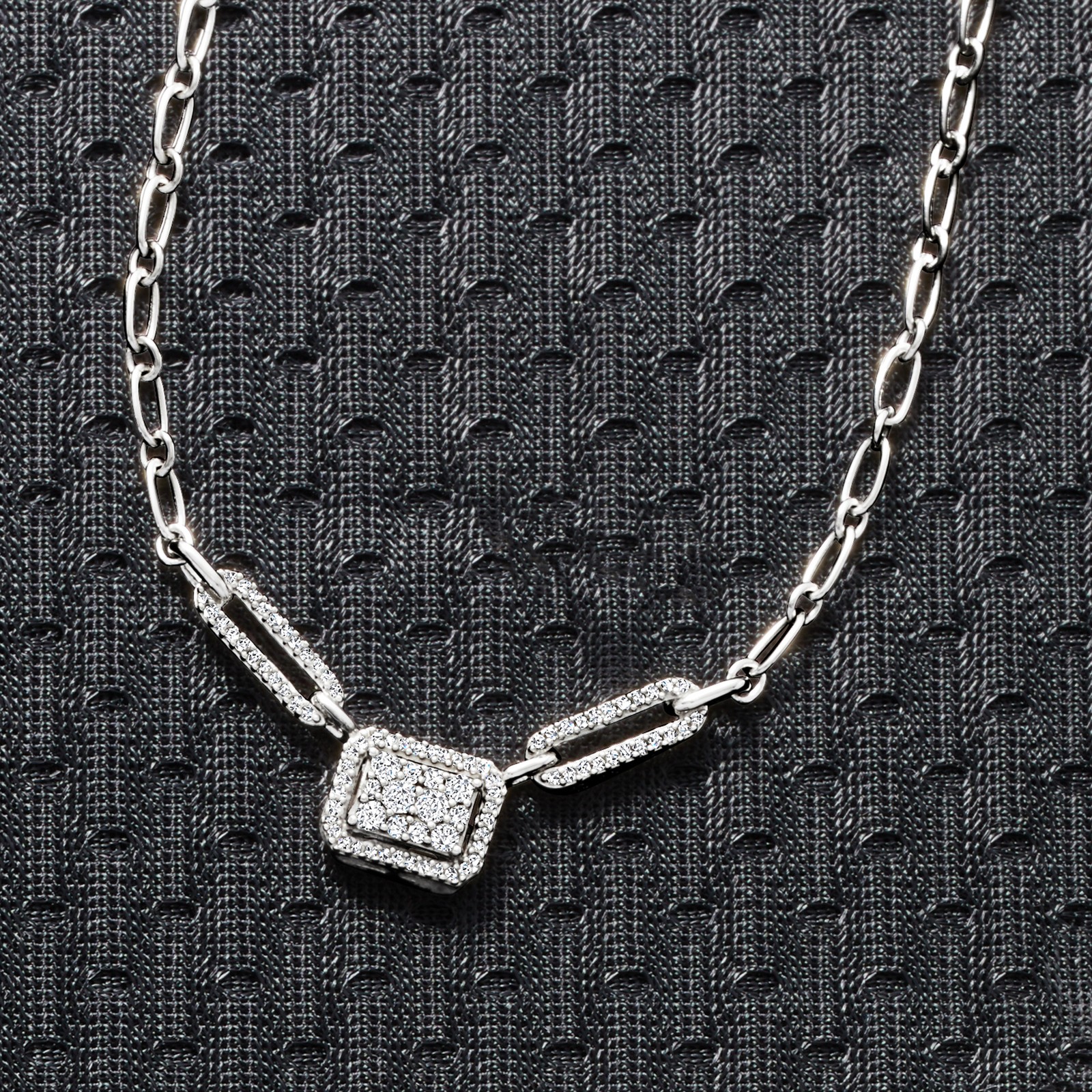 Ross-Simons 0.50 ct. t.w. Diamond Cluster Necklace in Sterling Silver