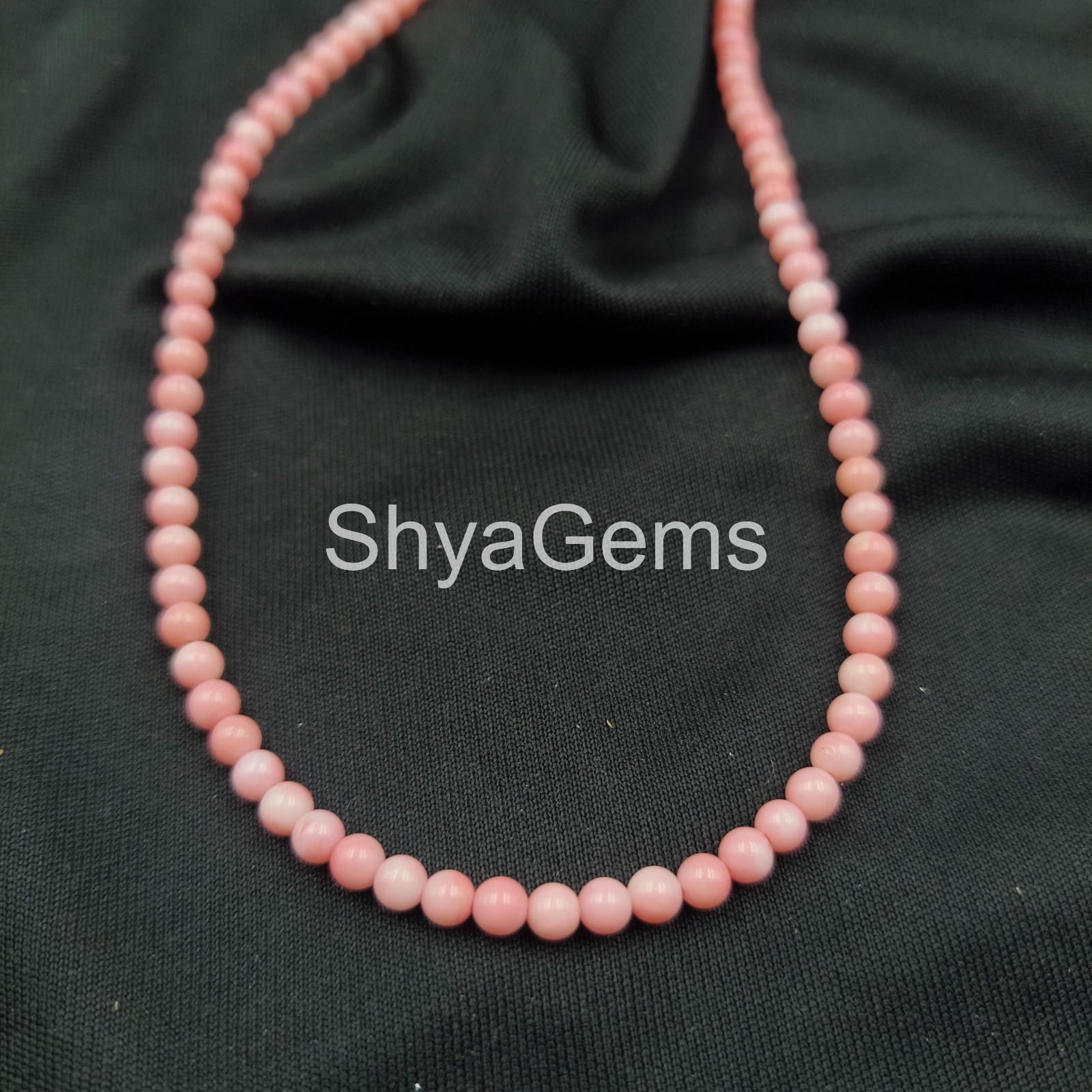 Pink Coral Necklace 3mm Smooth Beads, Sterling Silver Clasp, Dainty Coral Jewel
