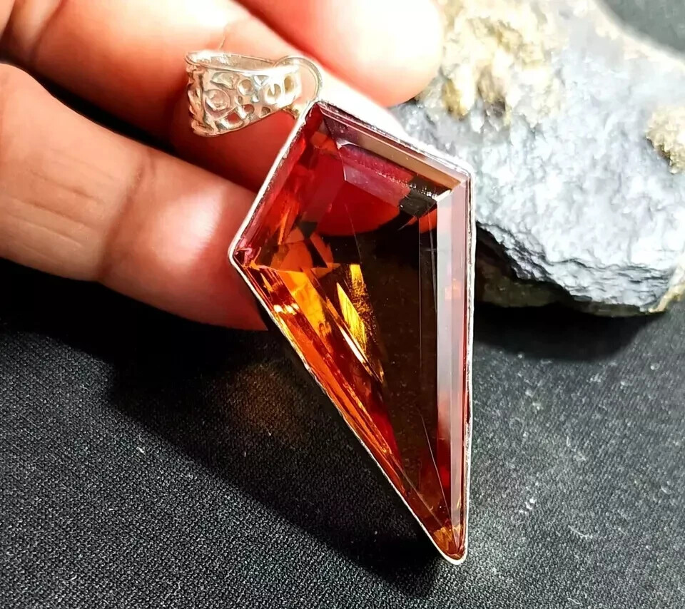 80 CT+ Certified Fancy Cut Natural Zultanite 7 Color Pendant 925 Silver Jewelry