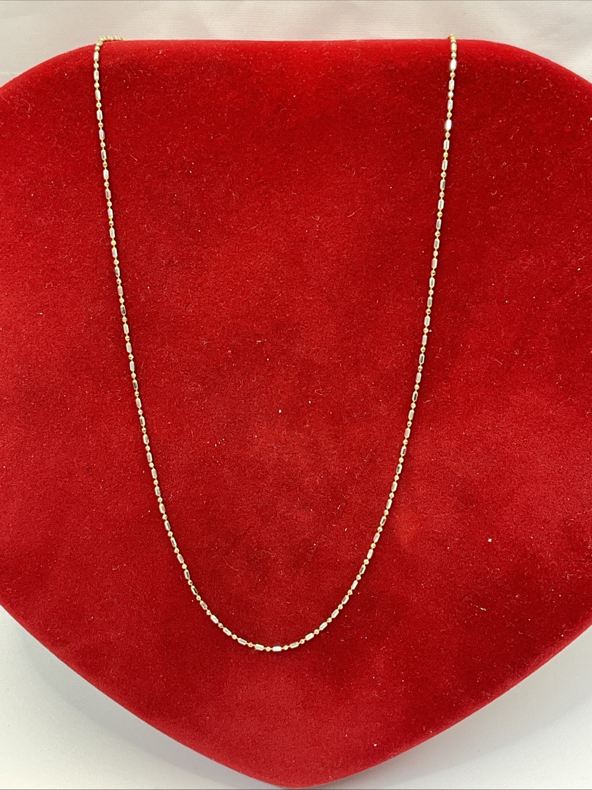 ITALY Chain Necklace 14K Two Tone Diamond Cut BARREL & BALL Beaded Ladies 1.6gr.