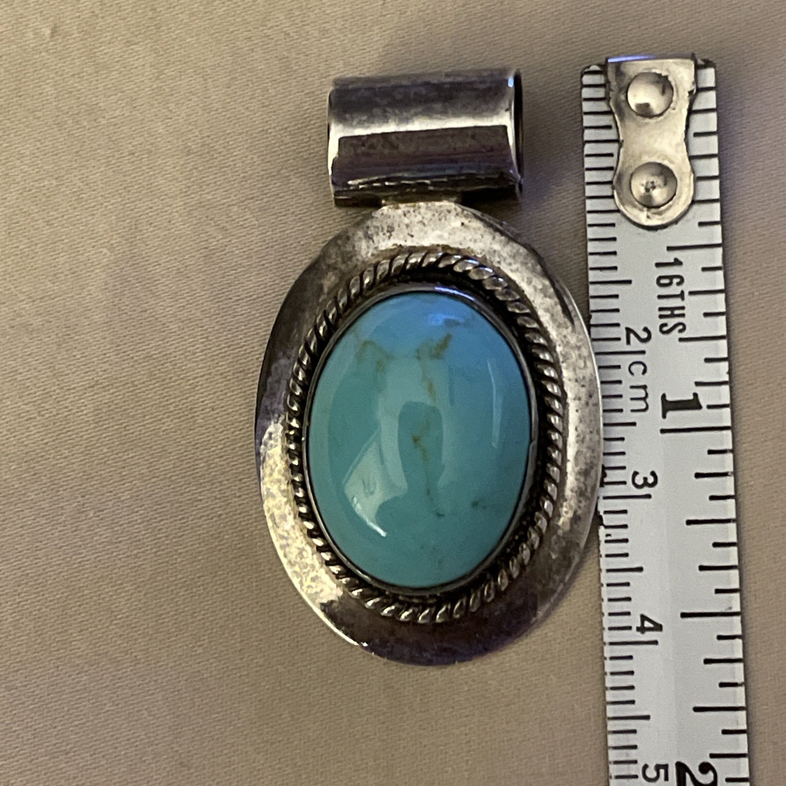 ATI Mexico Turquoise Oval Shaped Sterling .925 Slide Pendant